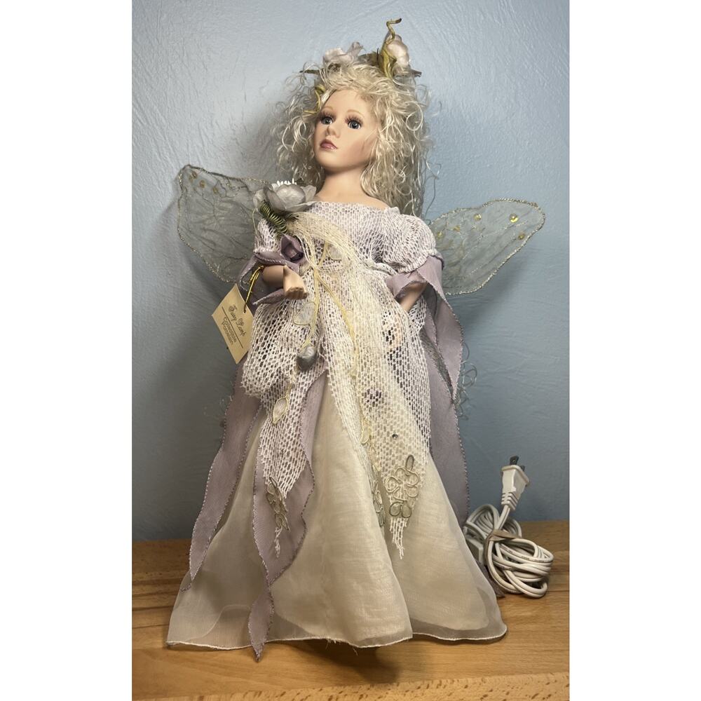 Vtg Show-stoppers Porcelain Fairy Lamp Collector Wings Roses Woodland - 16” Tall